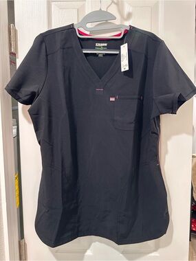 Scrubstar Women’s V-Neck Scrub Top • Black • Medium • NWT